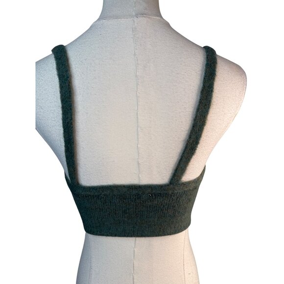 2/$30 ZARA Green Knit Small Tweed Crop Top Cozy Stretchy Tank - Picture 3 of 9